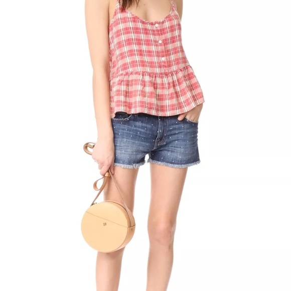 Red Plaid Spaghetti Strap Current Elliott - Picture 3 of 8